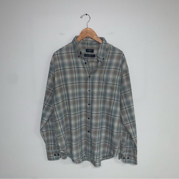 Dockers Plaid Button Down Shirt Men’s Size Large Cotton Green Orange Long Sleeve - Picture 2 of 8